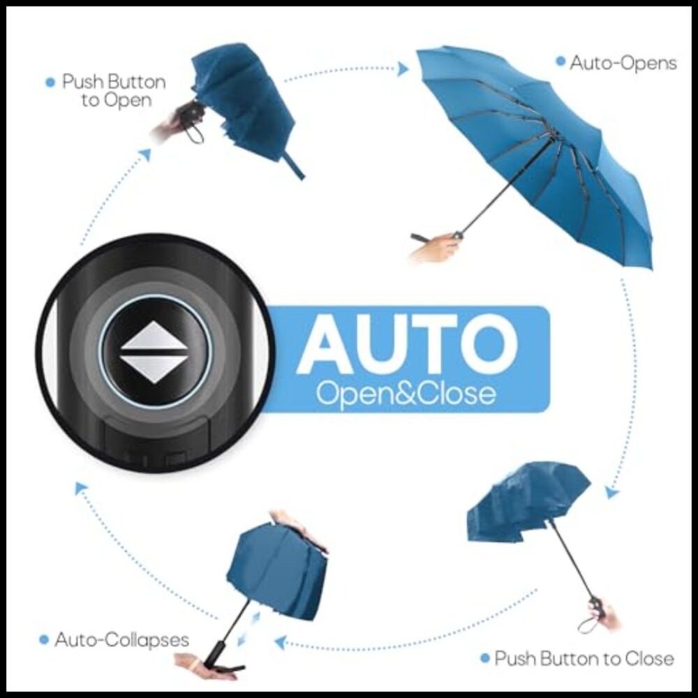 Windproof Travel Umbrella Automatic Open Close Co… - image 3